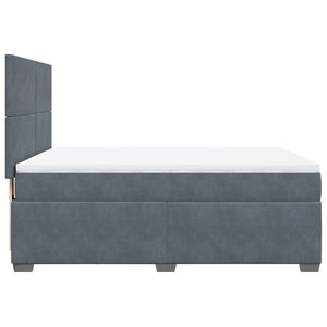 Κρεβάτι Boxspring με Στρώμα Σκούρο Γκρι 140x200 εκ. Βελούδινο