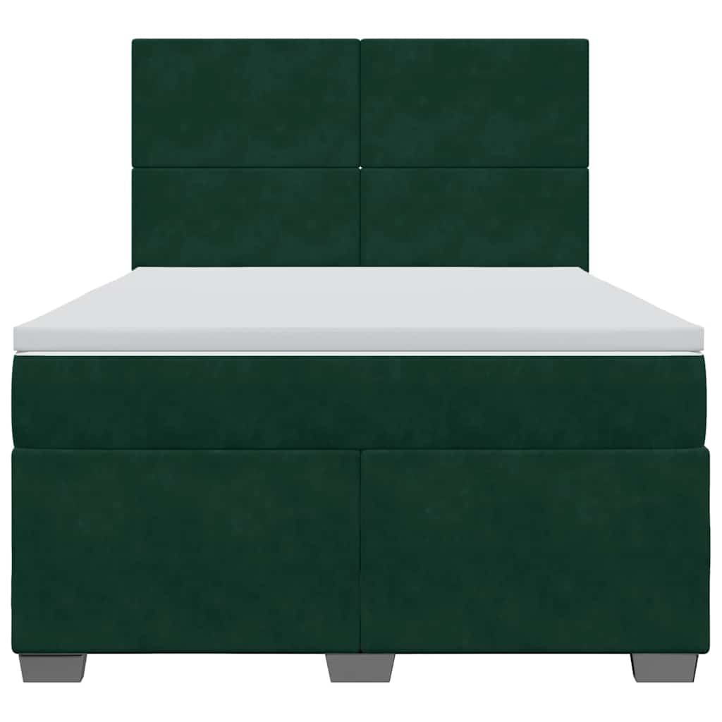 Κρεβάτι Boxspring με Στρώμα Σκούρο Πράσινο 140x200εκ. Βελούδινο