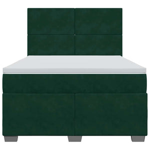 Κρεβάτι Boxspring με Στρώμα Σκούρο Πράσινο 140x200εκ. Βελούδινο