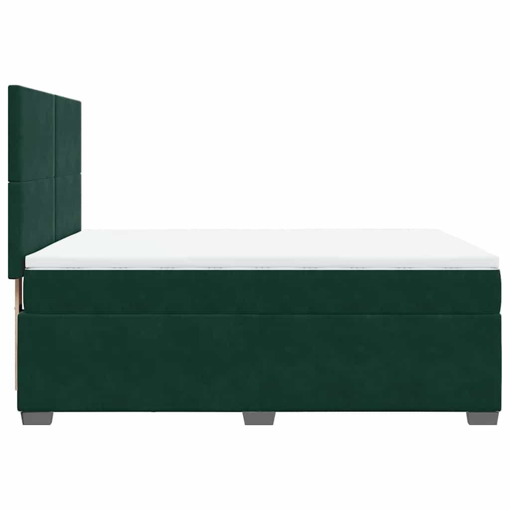 Κρεβάτι Boxspring με Στρώμα Σκούρο Πράσινο 140x200εκ. Βελούδινο