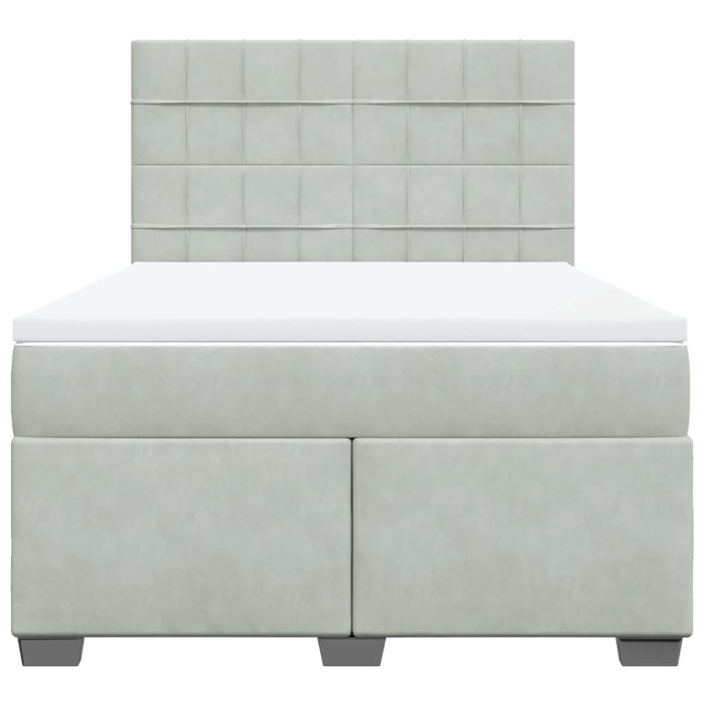 Κρεβάτι Boxspring με Στρώμα Ανοιχτό Γκρι 140x200 εκ. Βελούδινο