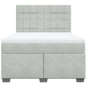 Κρεβάτι Boxspring με Στρώμα Ανοιχτό Γκρι 140x200 εκ. Βελούδινο