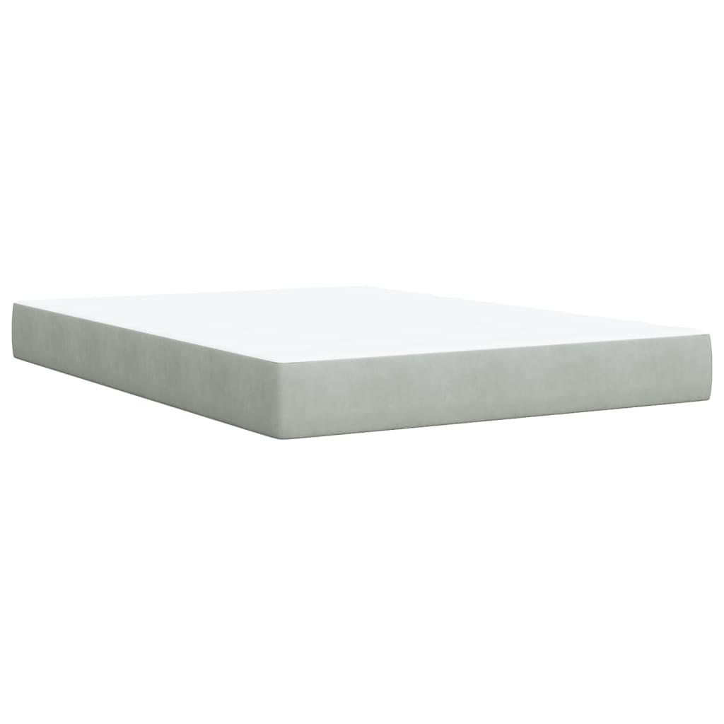 Κρεβάτι Boxspring με Στρώμα Ανοιχτό Γκρι 140x200 εκ. Βελούδινο