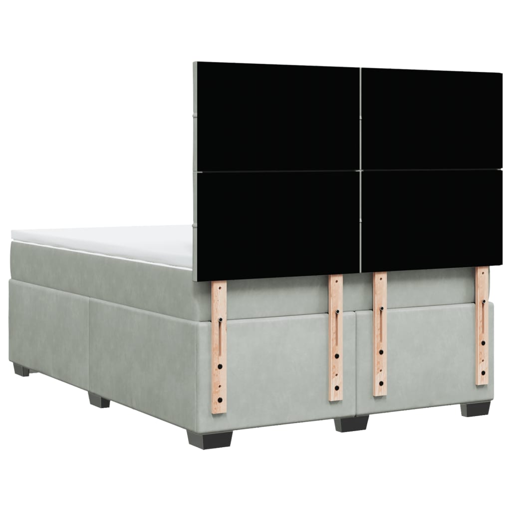 Κρεβάτι Boxspring με Στρώμα Ανοιχτό Γκρι 140x200 εκ. Βελούδινο