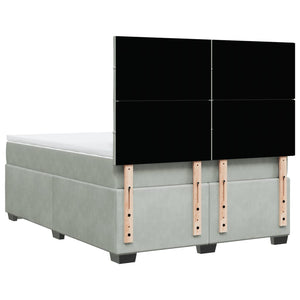Κρεβάτι Boxspring με Στρώμα Ανοιχτό Γκρι 140x200 εκ. Βελούδινο