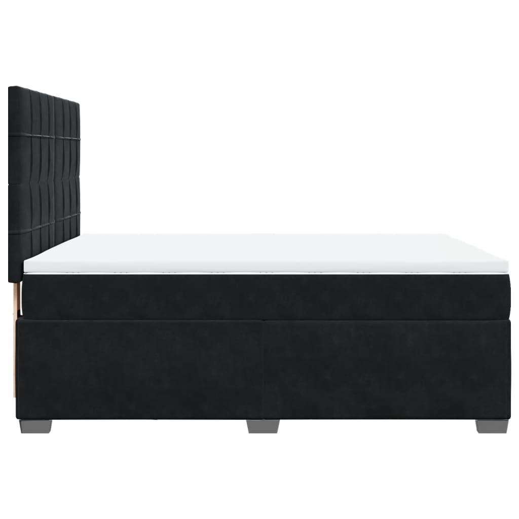 Κρεβάτι Boxspring με Στρώμα Μαύρο 140x200 εκ. Βελούδινο