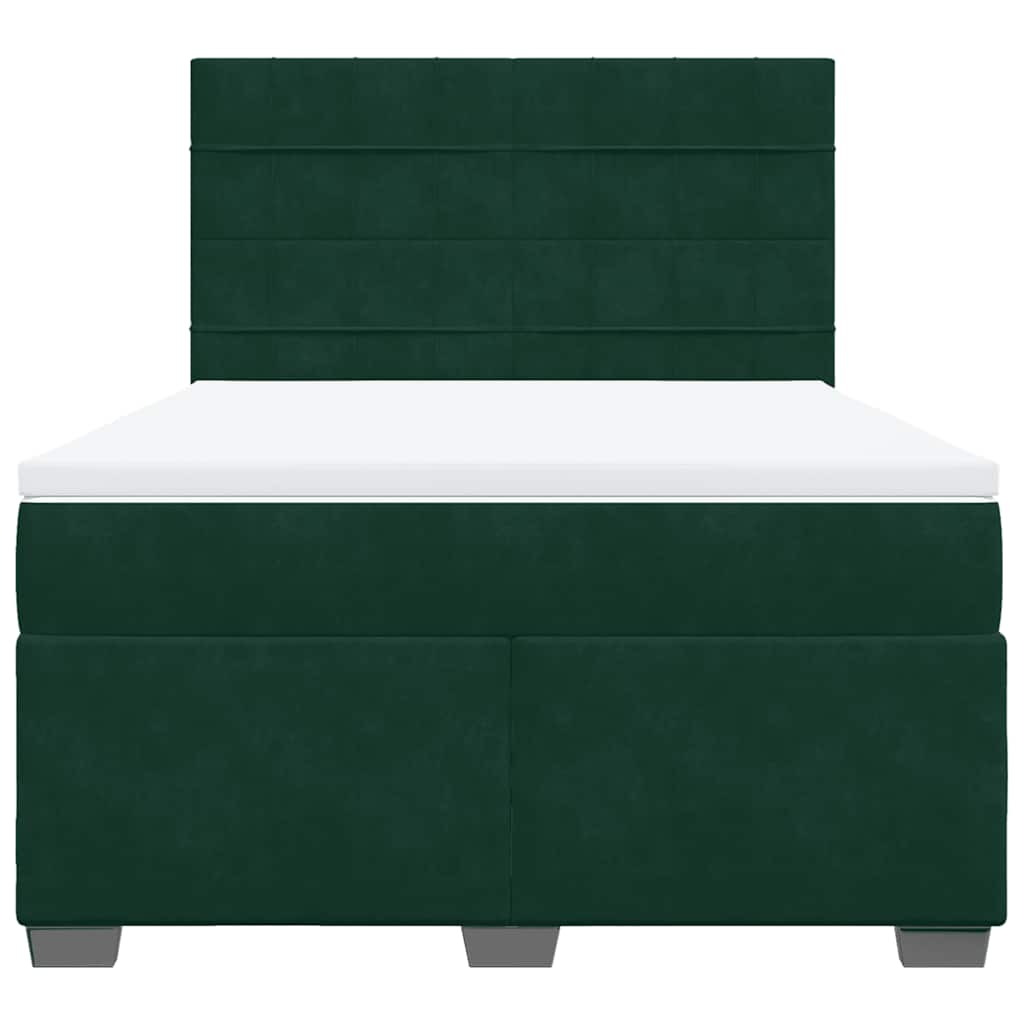 Κρεβάτι Boxspring με Στρώμα Σκούρο Πράσινο 140x200εκ. Βελούδινο