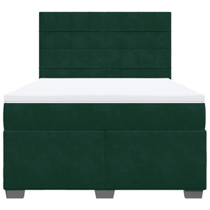 Κρεβάτι Boxspring με Στρώμα Σκούρο Πράσινο 140x200εκ. Βελούδινο