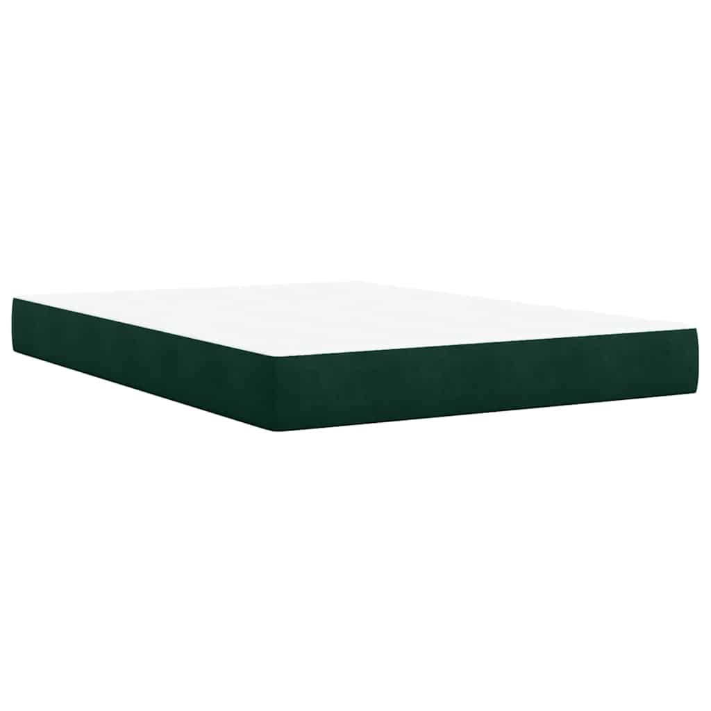 Κρεβάτι Boxspring με Στρώμα Σκούρο Πράσινο 140x200εκ. Βελούδινο