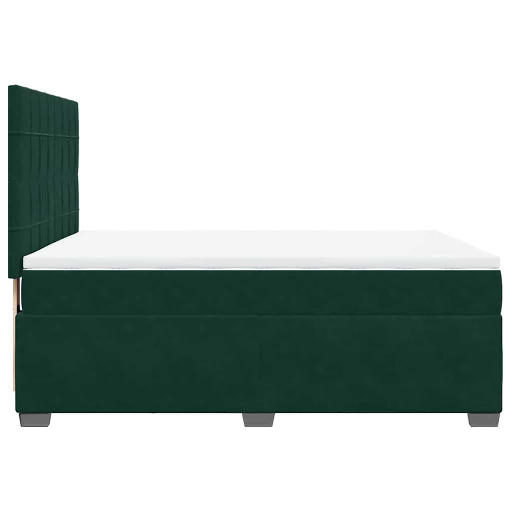 Κρεβάτι Boxspring με Στρώμα Σκούρο Πράσινο 140x200εκ. Βελούδινο