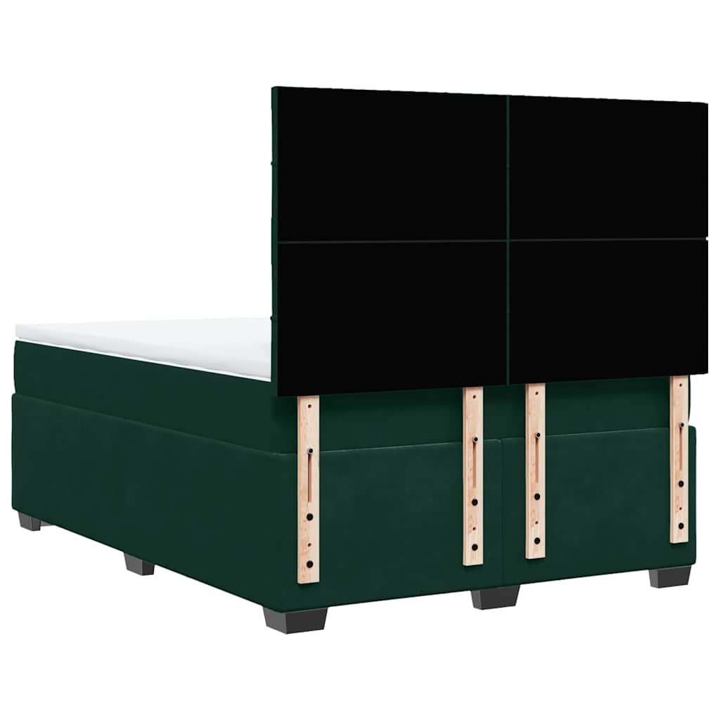 Κρεβάτι Boxspring με Στρώμα Σκούρο Πράσινο 140x200εκ. Βελούδινο