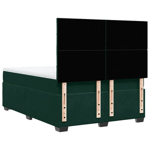 Κρεβάτι Boxspring με Στρώμα Σκούρο Πράσινο 140x200εκ. Βελούδινο