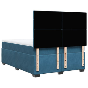 Κρεβάτι Boxspring με Στρώμα Μπλε 140x200 εκ. Βελούδινο