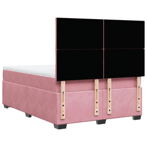 Κρεβάτι Boxspring με Στρώμα Ροζ 140x200 εκ. Βελούδινο - Pakobazaar