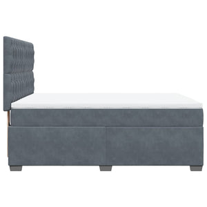 Κρεβάτι Boxspring με Στρώμα Σκούρο Γκρι 140x200 εκ. Βελούδινο - Pakobazaar
