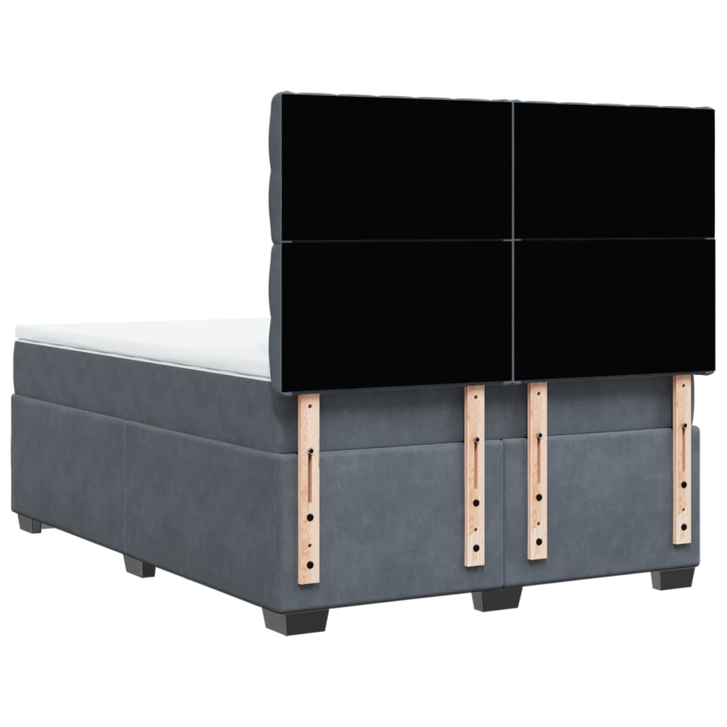 Κρεβάτι Boxspring με Στρώμα Σκούρο Γκρι 140x200 εκ. Βελούδινο - Pakobazaar