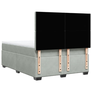 Κρεβάτι Boxspring με Στρώμα Ανοιχτό Γκρι 140x200 εκ. Βελούδινο - Pakobazaar