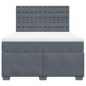 Κρεβάτι Boxspring με Στρώμα Σκούρο Γκρι 140x200 εκ. Βελούδινο
