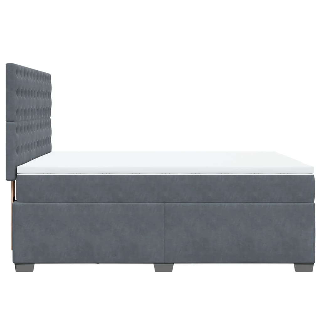Κρεβάτι Boxspring με Στρώμα Σκούρο Γκρι 140x200 εκ. Βελούδινο