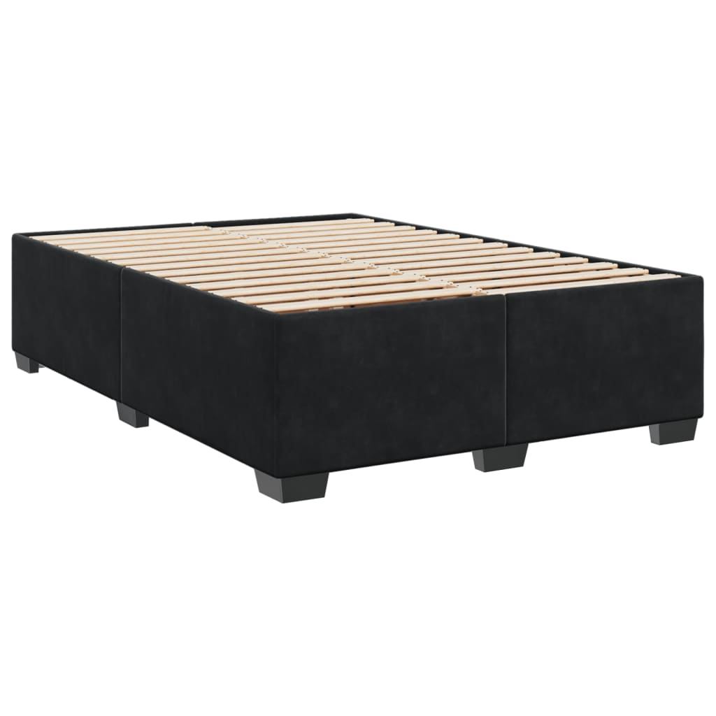 Κρεβάτι Boxspring με Στρώμα Μαύρο 140x200 εκ. Βελούδινο - Pakobazaar