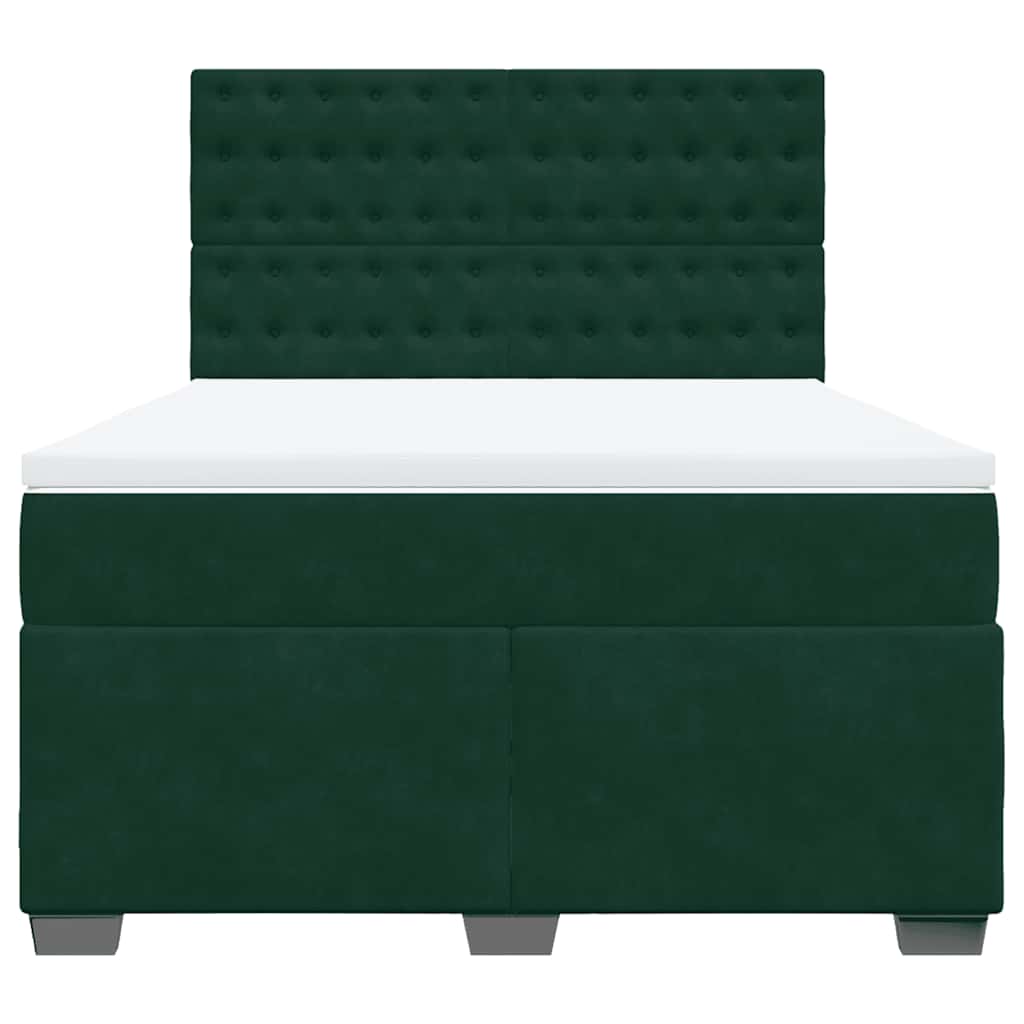 Κρεβάτι Boxspring με Στρώμα Σκούρο Πράσινο 140x200εκ. Βελούδινο - Pakobazaar