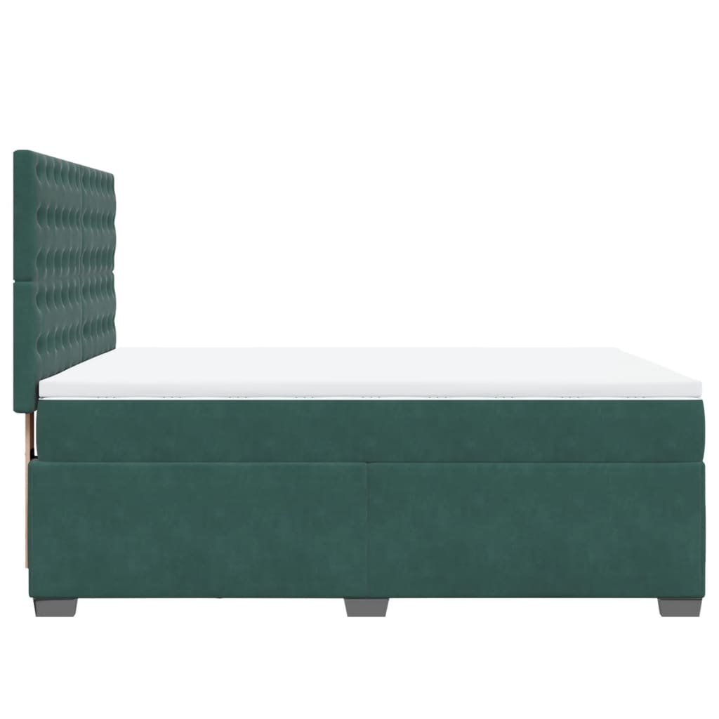 Κρεβάτι Boxspring με Στρώμα Σκούρο Πράσινο 140x200εκ. Βελούδινο - Pakobazaar