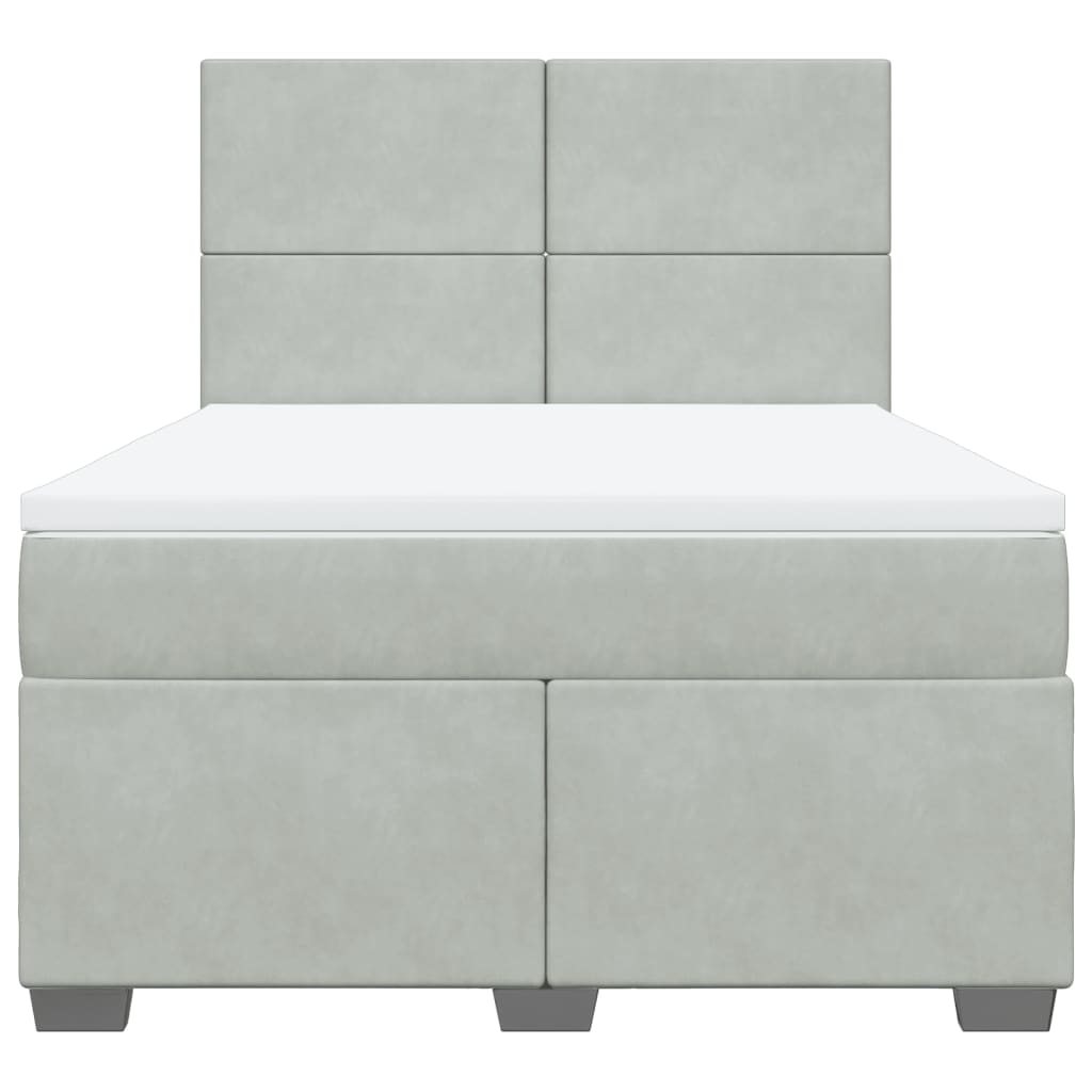 Κρεβάτι Boxspring με Στρώμα Ανοιχτό Γκρι 160x200 εκ. Βελούδινο - Pakobazaar
