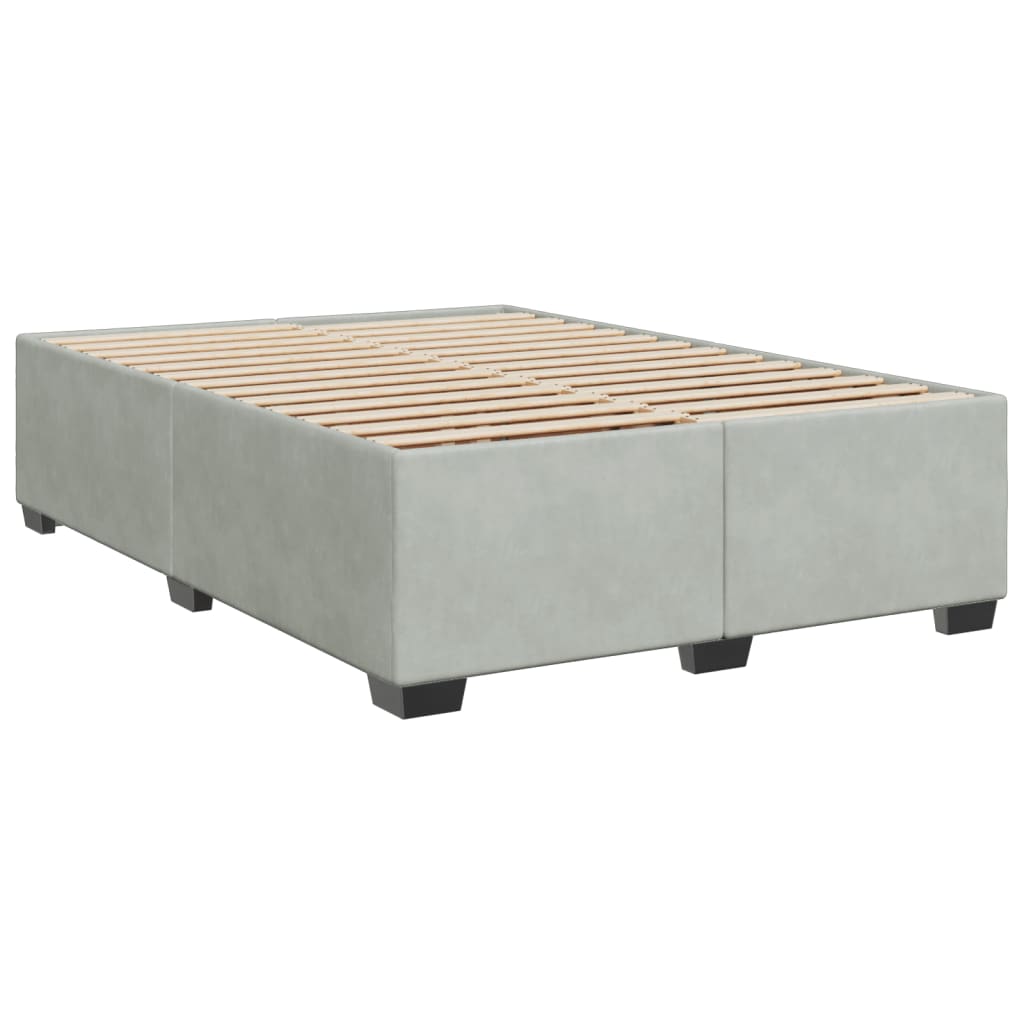 Κρεβάτι Boxspring με Στρώμα Ανοιχτό Γκρι 160x200 εκ. Βελούδινο - Pakobazaar