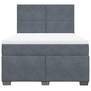 Κρεβάτι Boxspring με Στρώμα Σκούρο Γκρι 160x200 εκ. Βελούδινο - Pakobazaar
