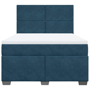 Κρεβάτι Boxspring με Στρώμα Μπλε 160x200 εκ. Βελούδινο - Pakobazaar