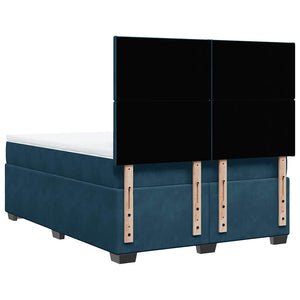 Κρεβάτι Boxspring με Στρώμα Μπλε 160x200 εκ. Βελούδινο - Pakobazaar