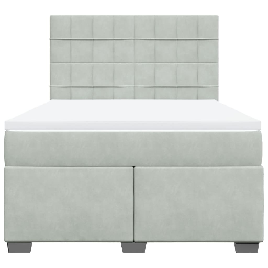Κρεβάτι Boxspring με Στρώμα Ανοιχτό Γκρι 160x200 εκ. Βελούδινο - Pakobazaar