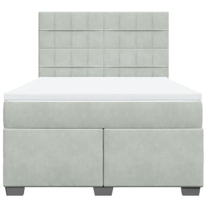 Κρεβάτι Boxspring με Στρώμα Ανοιχτό Γκρι 160x200 εκ. Βελούδινο - Pakobazaar