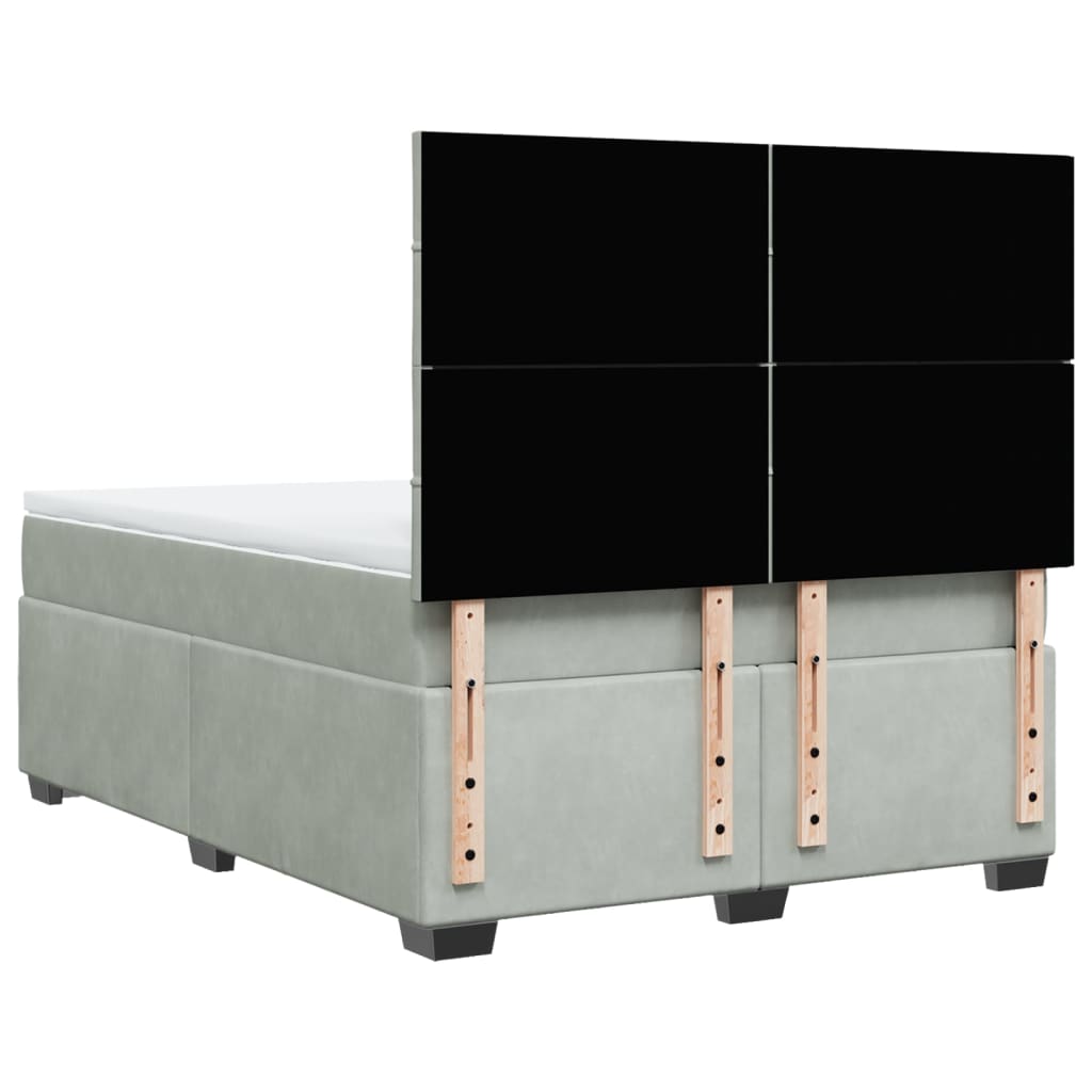 Κρεβάτι Boxspring με Στρώμα Ανοιχτό Γκρι 160x200 εκ. Βελούδινο - Pakobazaar
