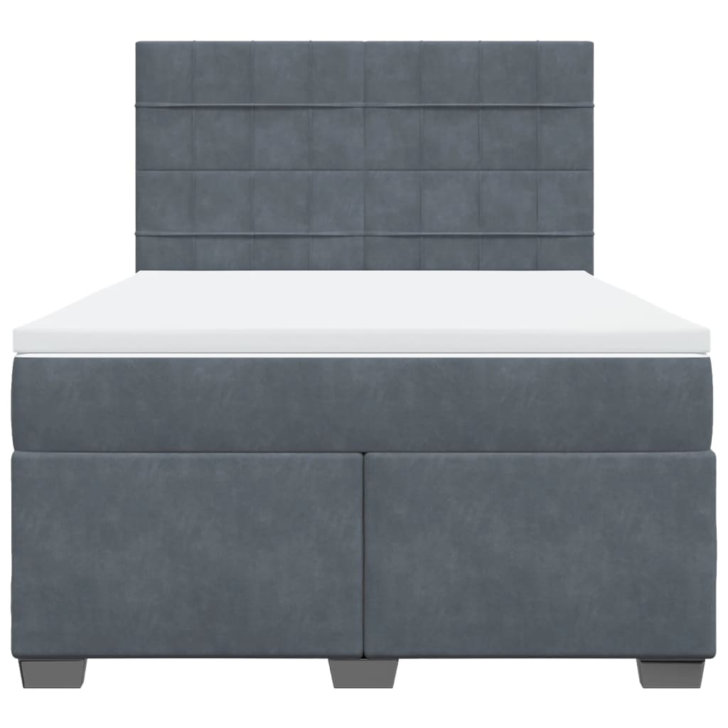 Κρεβάτι Boxspring με Στρώμα Σκούρο Γκρι 160x200 εκ. Βελούδινο - Pakobazaar
