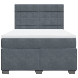 Κρεβάτι Boxspring με Στρώμα Σκούρο Γκρι 160x200 εκ. Βελούδινο - Pakobazaar