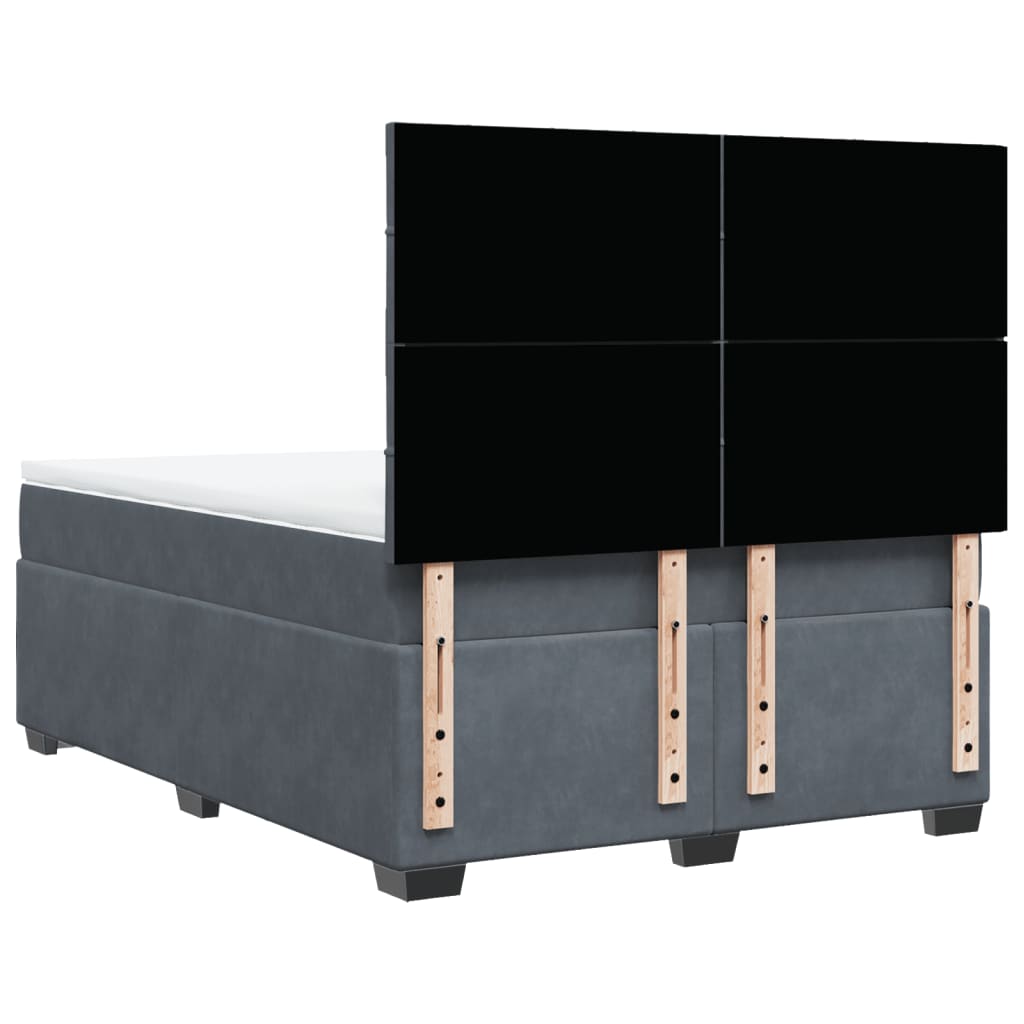 Κρεβάτι Boxspring με Στρώμα Σκούρο Γκρι 160x200 εκ. Βελούδινο - Pakobazaar