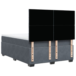Κρεβάτι Boxspring με Στρώμα Σκούρο Γκρι 160x200 εκ. Βελούδινο - Pakobazaar