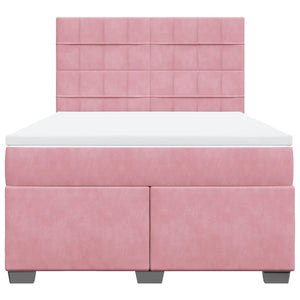 Κρεβάτι Boxspring με Στρώμα Ροζ 160x200 εκ. Βελούδινο - Pakobazaar