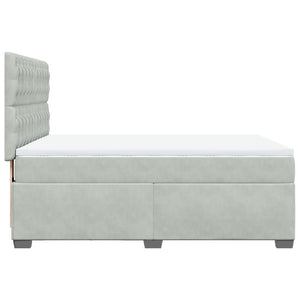 Κρεβάτι Boxspring με Στρώμα Ανοιχτό Γκρι 160x200 εκ. Βελούδινο - Pakobazaar