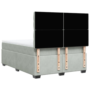 Κρεβάτι Boxspring με Στρώμα Ανοιχτό Γκρι 160x200 εκ. Βελούδινο - Pakobazaar