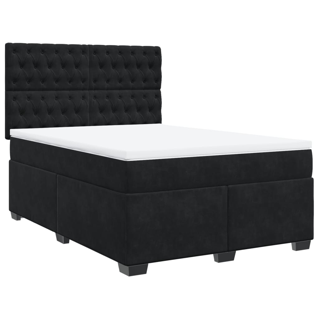 Κρεβάτι Boxspring με Στρώμα Μαύρο 160x200 εκ. Βελούδινο - Pakobazaar