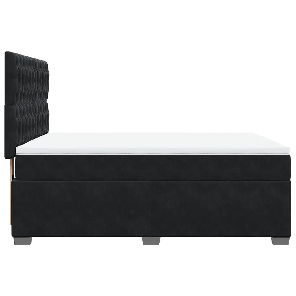 Κρεβάτι Boxspring με Στρώμα Μαύρο 160x200 εκ. Βελούδινο - Pakobazaar