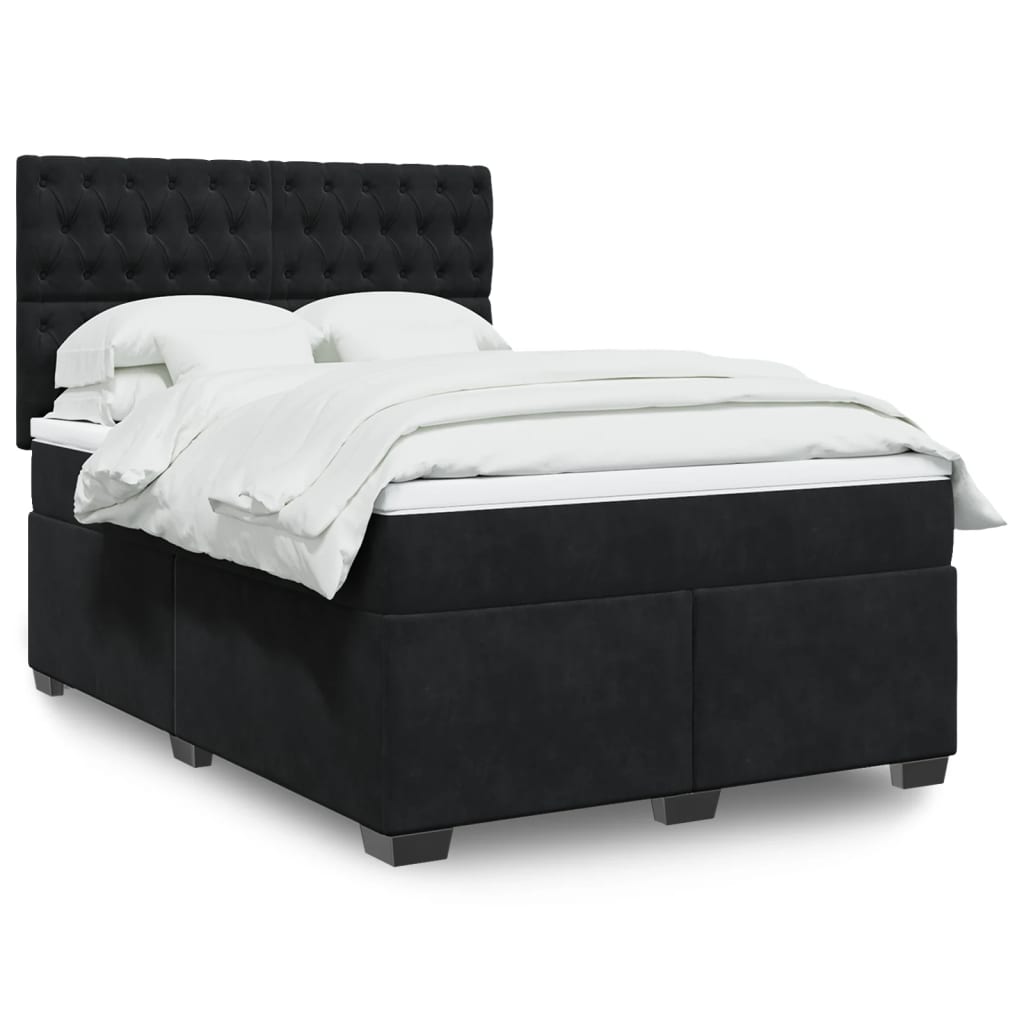 Κρεβάτι Boxspring με Στρώμα Μαύρο 160x200 εκ. Βελούδινο - Pakobazaar