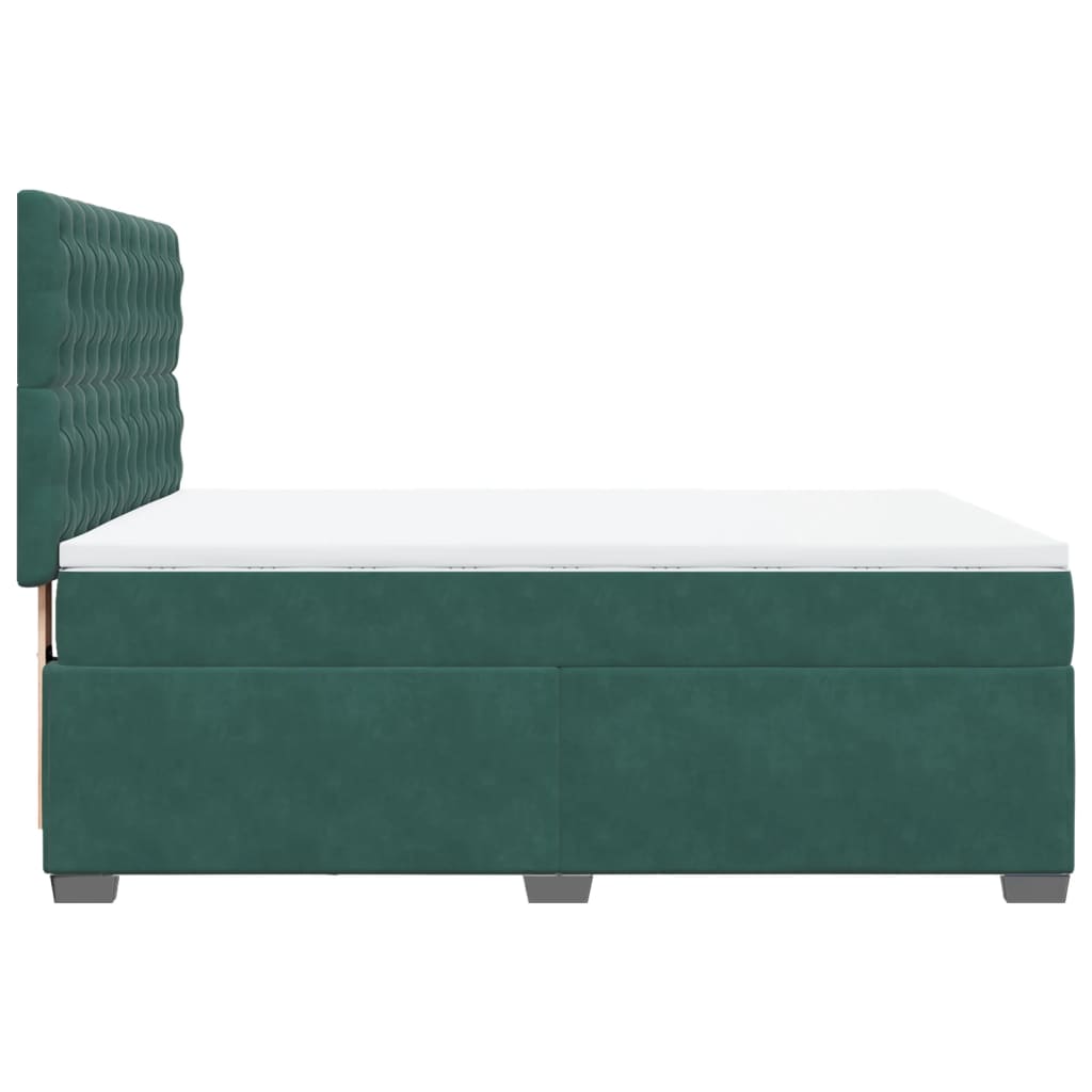 Κρεβάτι Boxspring με Στρώμα Σκούρο Πράσινο 160x200εκ. Βελούδινο - Pakobazaar