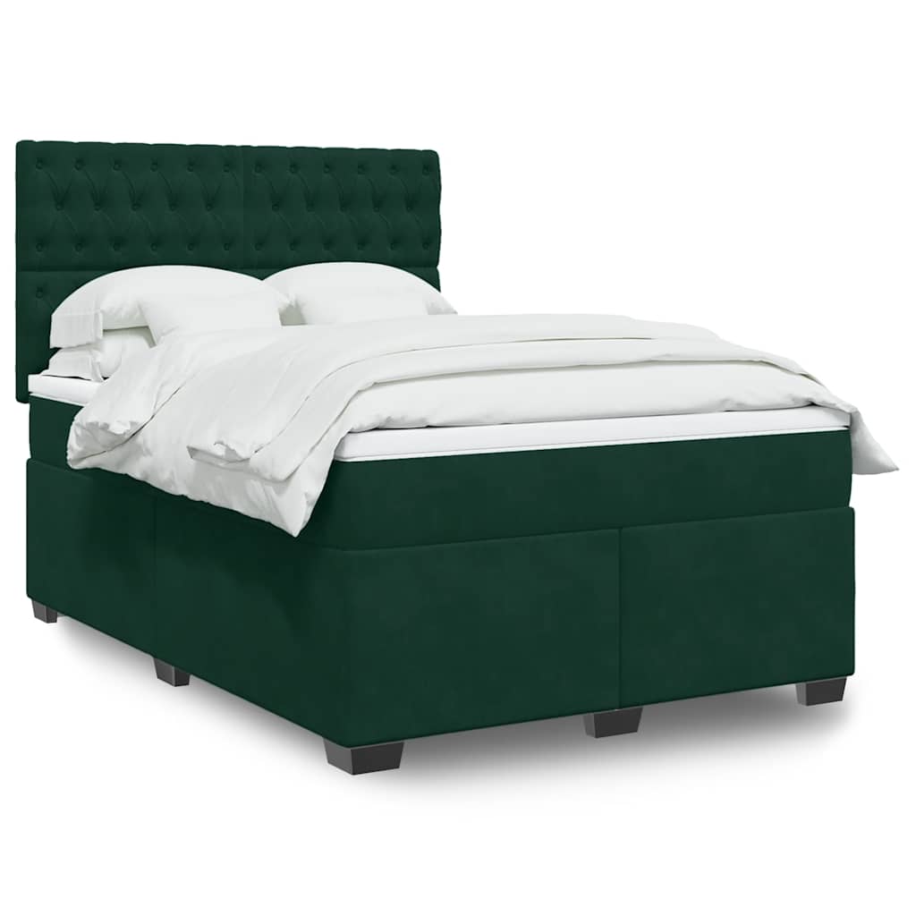 Κρεβάτι Boxspring με Στρώμα Σκούρο Πράσινο 160x200εκ. Βελούδινο - Pakobazaar