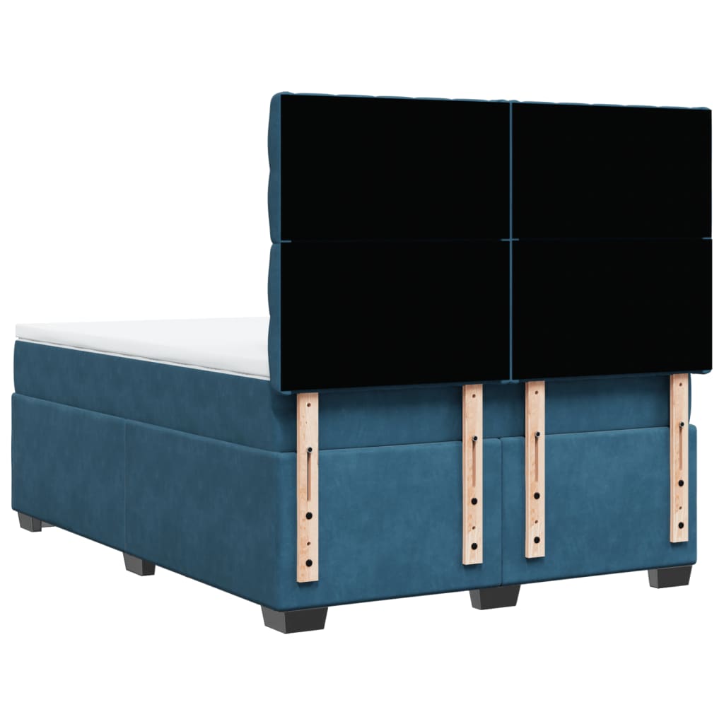 Κρεβάτι Boxspring με Στρώμα Μπλε 160x200 εκ. Βελούδινο - Pakobazaar