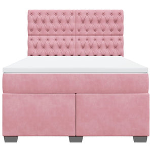Κρεβάτι Boxspring με Στρώμα Ροζ 160x200 εκ. Βελούδινο - Pakobazaar