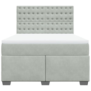 Κρεβάτι Boxspring με Στρώμα Ανοιχτό Γκρι 160x200 εκ. Βελούδινο - Pakobazaar