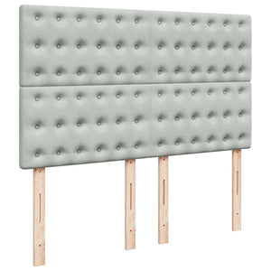 Κρεβάτι Boxspring με Στρώμα Ανοιχτό Γκρι 160x200 εκ. Βελούδινο - Pakobazaar